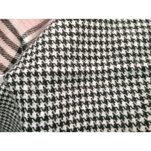 Reversible Plaid‎ Houndstooth Acrylic Wrap Shawl With Frayed Edges Tahari One Sz - Picture 6 of 7